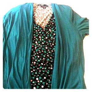 Sleeveless polka dot top with jacket